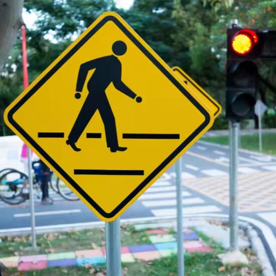 High-Quality Pedestrian Crossing Warning Metal Sign