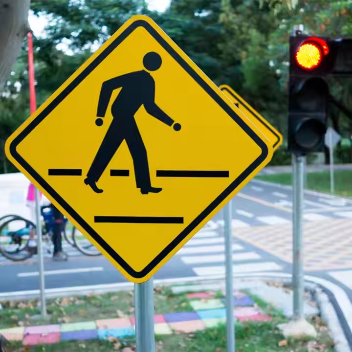 High-Quality Pedestrian Crossing Warning Metal Sign