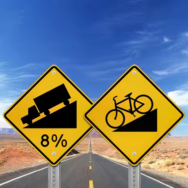 Steep Hill Climb Warning Metal Traffic Sign for Vehicles