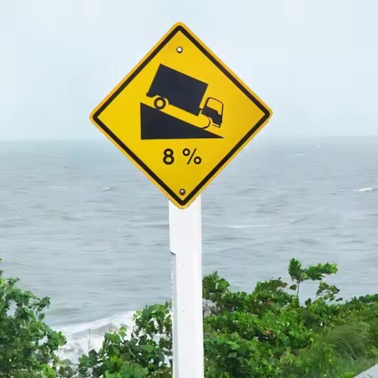 Steep Hill Climb Warning Metal Traffic Sign for Vehicles