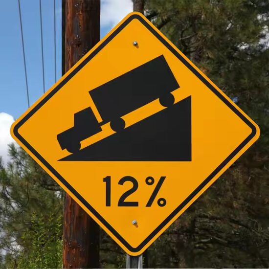 Steep Hill Climb Warning Metal Traffic Sign for Vehicles