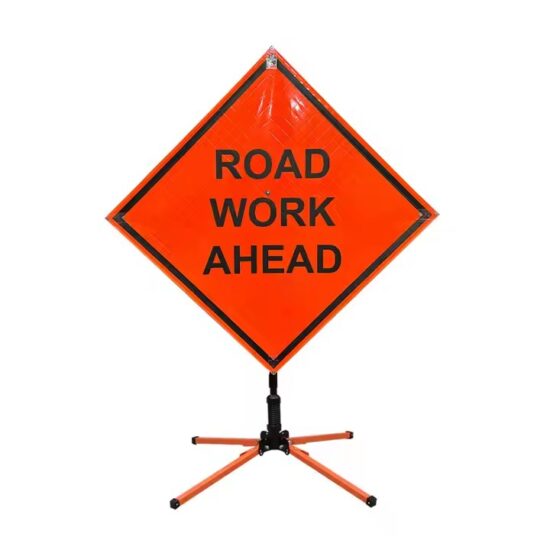 Custom Traffic Control Construction Sign Installed on Road