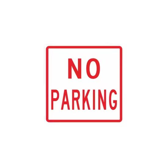 Custom Reflective No Parking Road Safety Sign Installed on Street