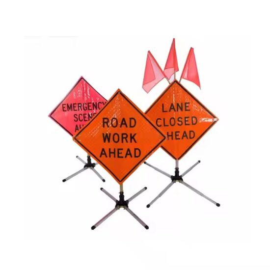 Custom Reflective Construction Sign Installed at Building Site