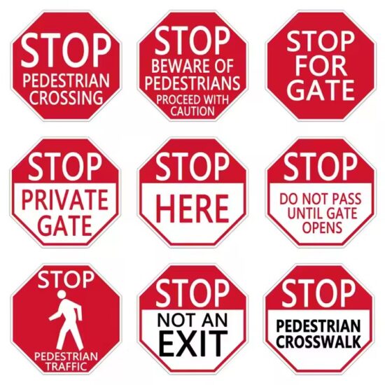 Nighttime Safety Reflective Metal Traffic Sign for Road Use