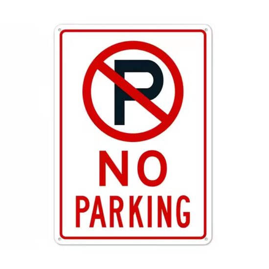 Custom Safety Warning No Parking Sign Installed on Driveway