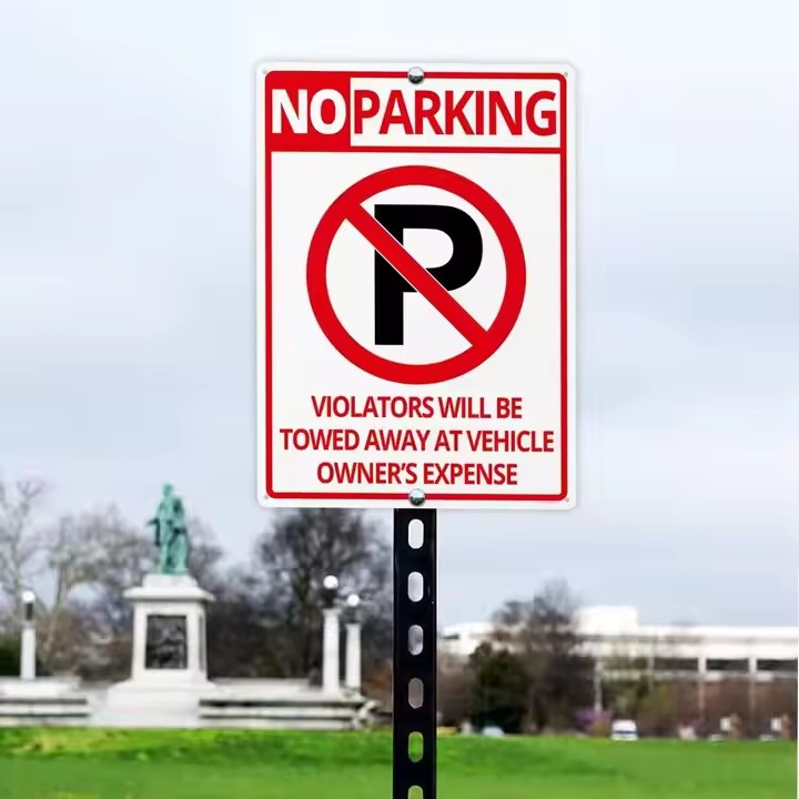 Custom Safety Warning No Parking Sign Installed on Driveway