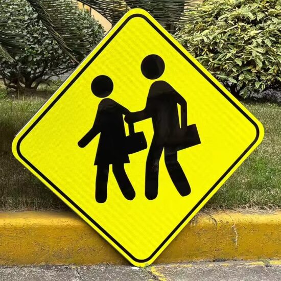 Custom Reflective Pedestrian Crossing Sign for School Zone Safety