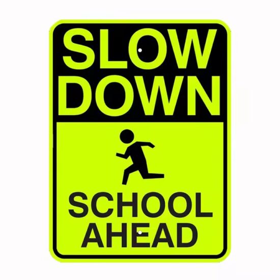 Custom Vintage Reflective School Zone Sign with Retro Design