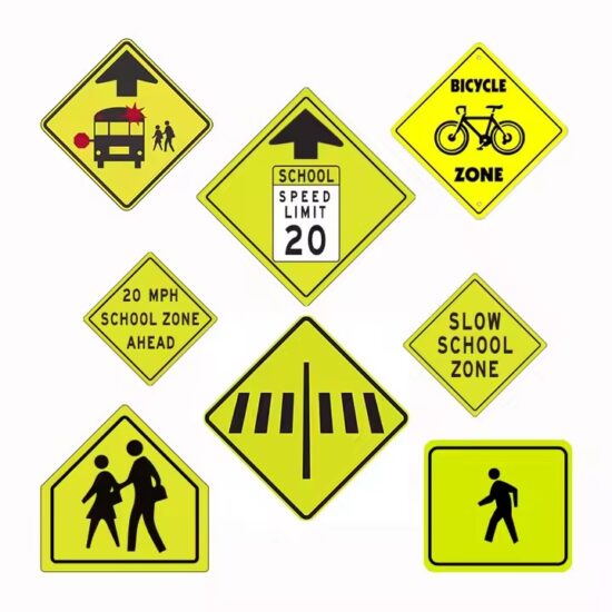 Custom Vintage Reflective School Zone Sign with Retro Design