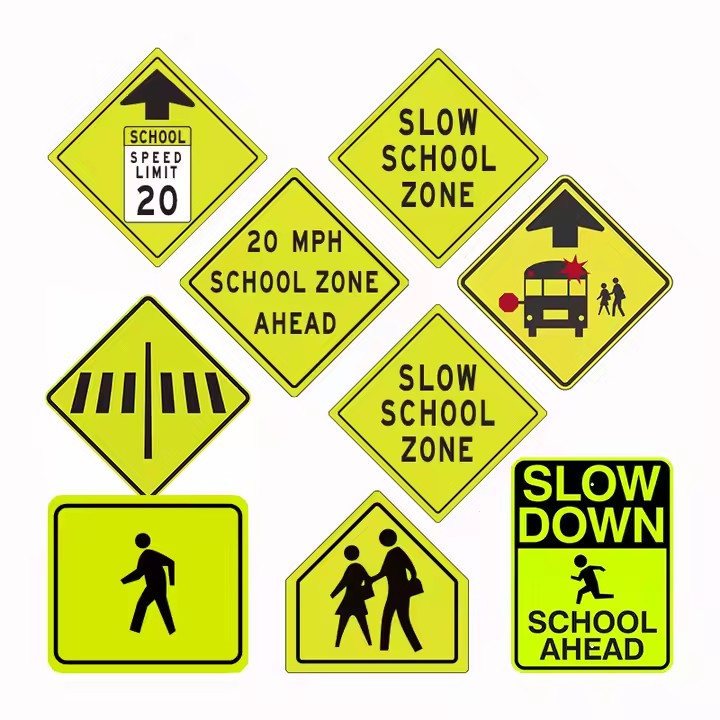 Custom Vintage Reflective School Zone Sign with Retro Design