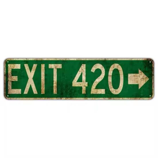 Vintage custom metal street name sign with antique finish