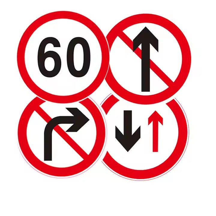 Custom Traffic Guide Sign with Speed Limit and No Straight Symbols