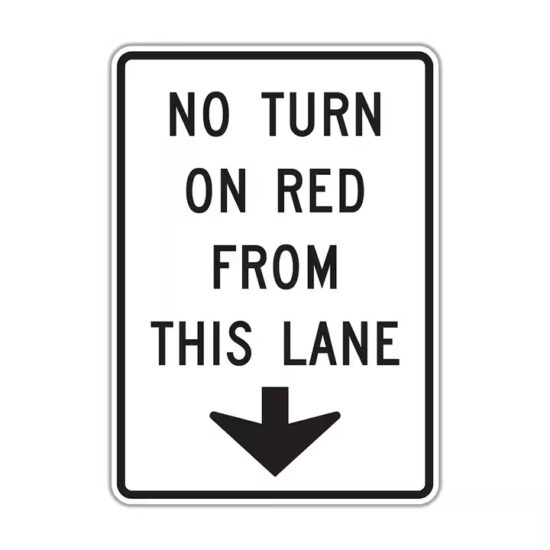 Custom aluminum regulatory road sign with reflective surface