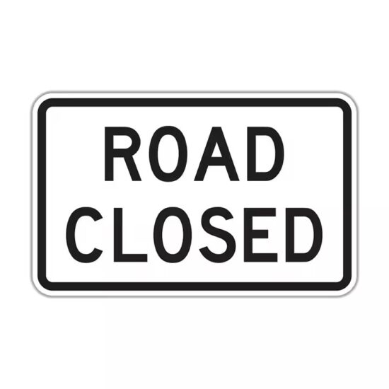 Custom aluminum regulatory road sign with reflective surface