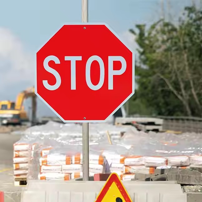 Durable waterproof aluminum STOP sign with reflective coating for road safety