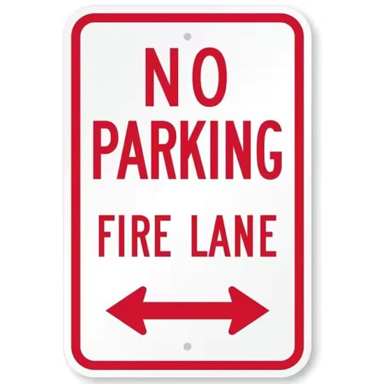 Custom Aluminum No Parking Sign Installed at Driveway