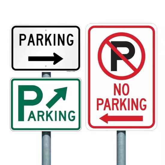 Custom Aluminum No Parking Sign Installed at Driveway