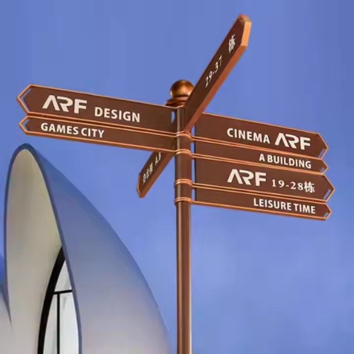 Custom outdoor road sign with reflective graphics installed on roadside