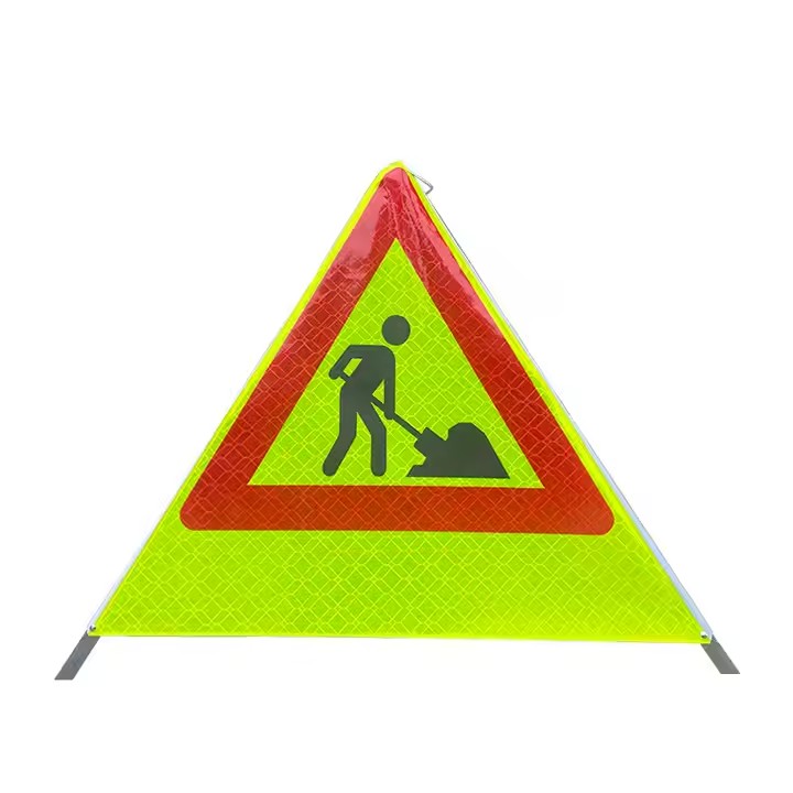 Triangular Warning Road Construction Sign with Reflective Surface